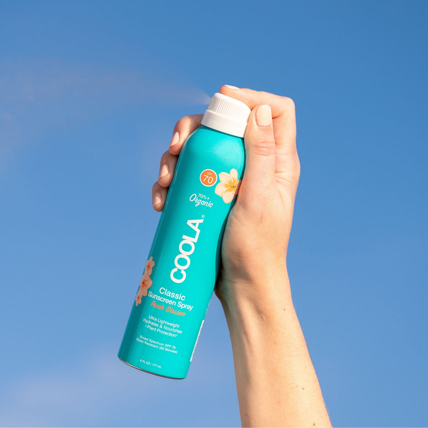 Coola® Clear Body Sunscreen Spray SPF 70 Peach Blossom Scent, Can