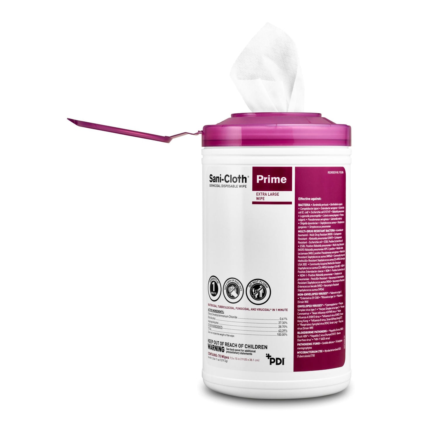 Sani-Cloth® Prime Germicidal Disinfectant Wipes, 7.5 x 15 Inch