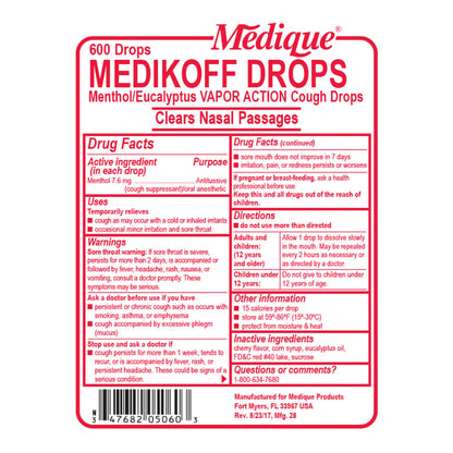 Medikoff® Menthol/Eucalyptus Drops for Coughs and Sore Throats