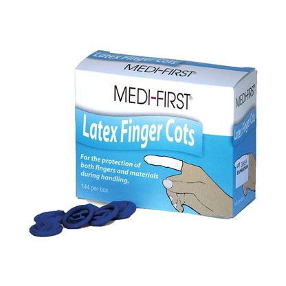 Medi-First® Latex Finger Cots, Blue