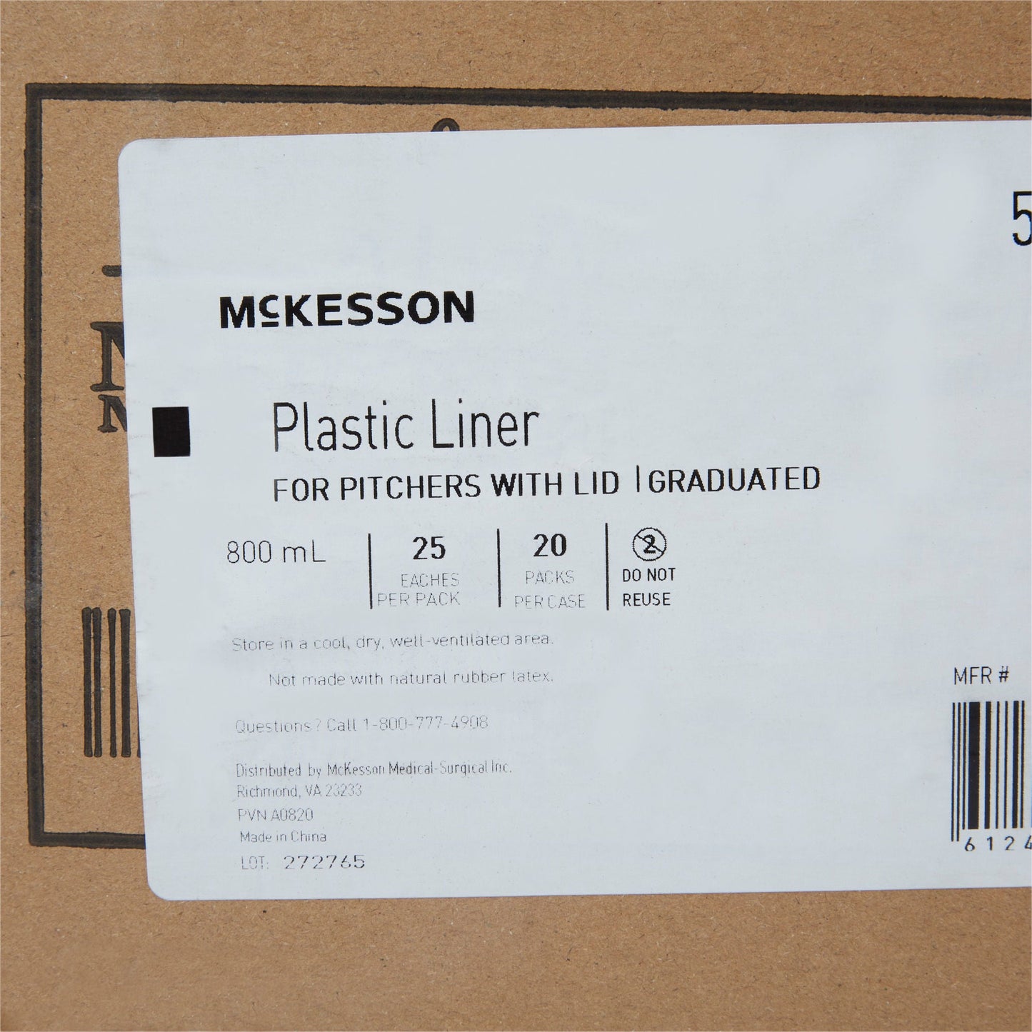 McKesson Plastic Liner for Plastic Pitchers with Lids