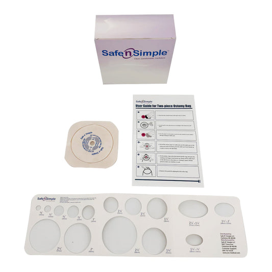Safe n Simple Ostomy Barrier Trim to Fit, Standard Wear Flexible Tape Flange Up to 1-1/4 Inch Opening 4--1/2 Inch