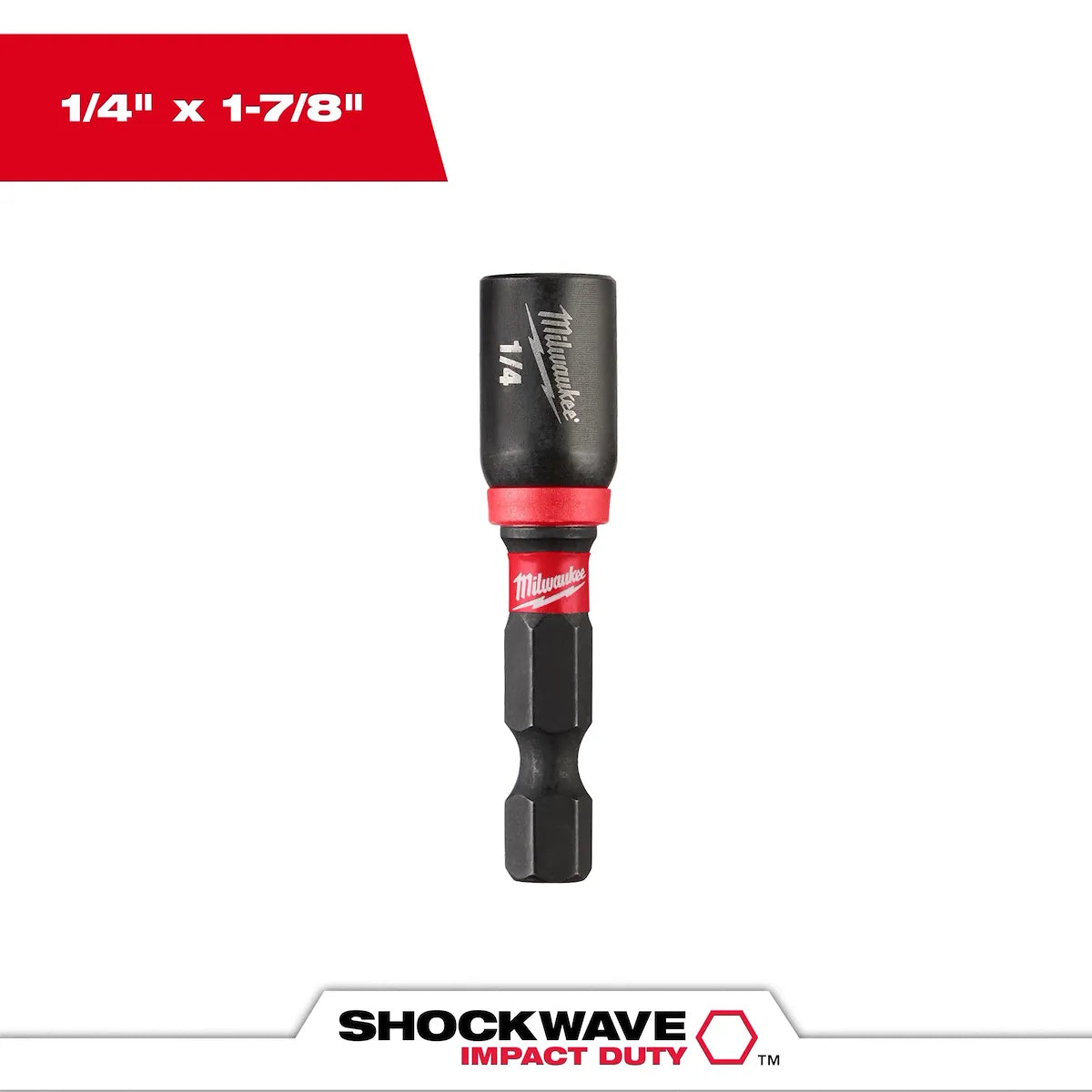 Milwaukee SHOCKWAVE Impact Duty 1/4” x 1-7/8” Magnetic Nut Driver Bulk 10 49-66-4702 | 1/4" Drive