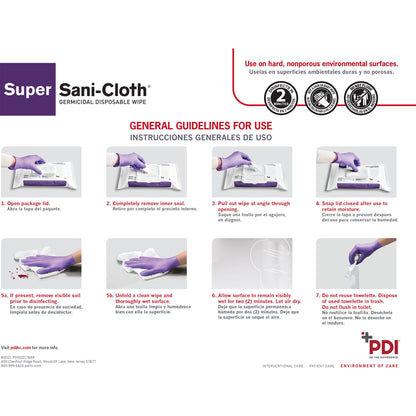 Super Sani-Cloth® Germicidal Disinfectant Wipes, Soft Pack