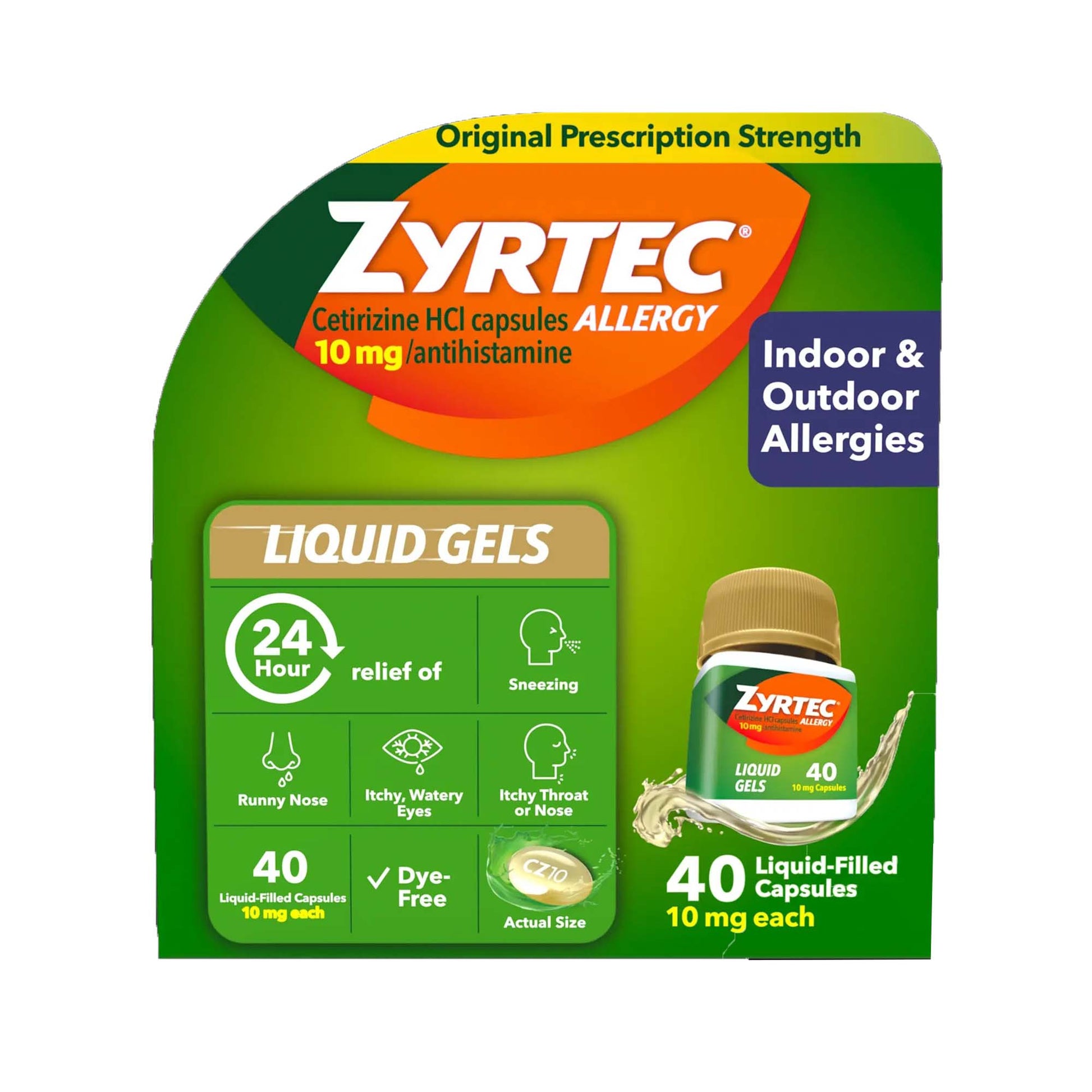 Zyrtec Allergy Relief 10 mg Strength Liqui-Gel