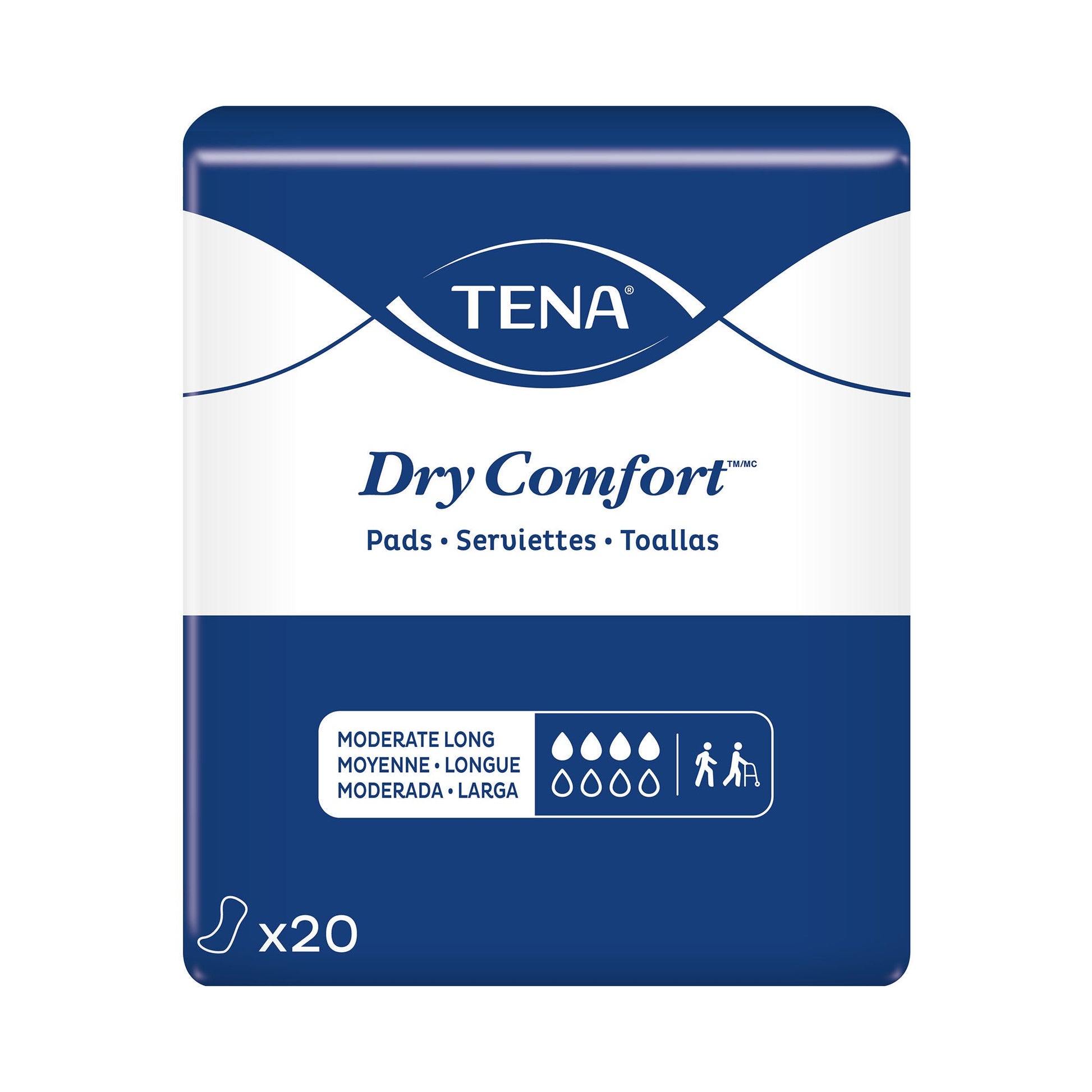 TENA Dry Comfort Bladder Control Pad 12 Inch Length Moderate Absorbency Super Absorbent Core