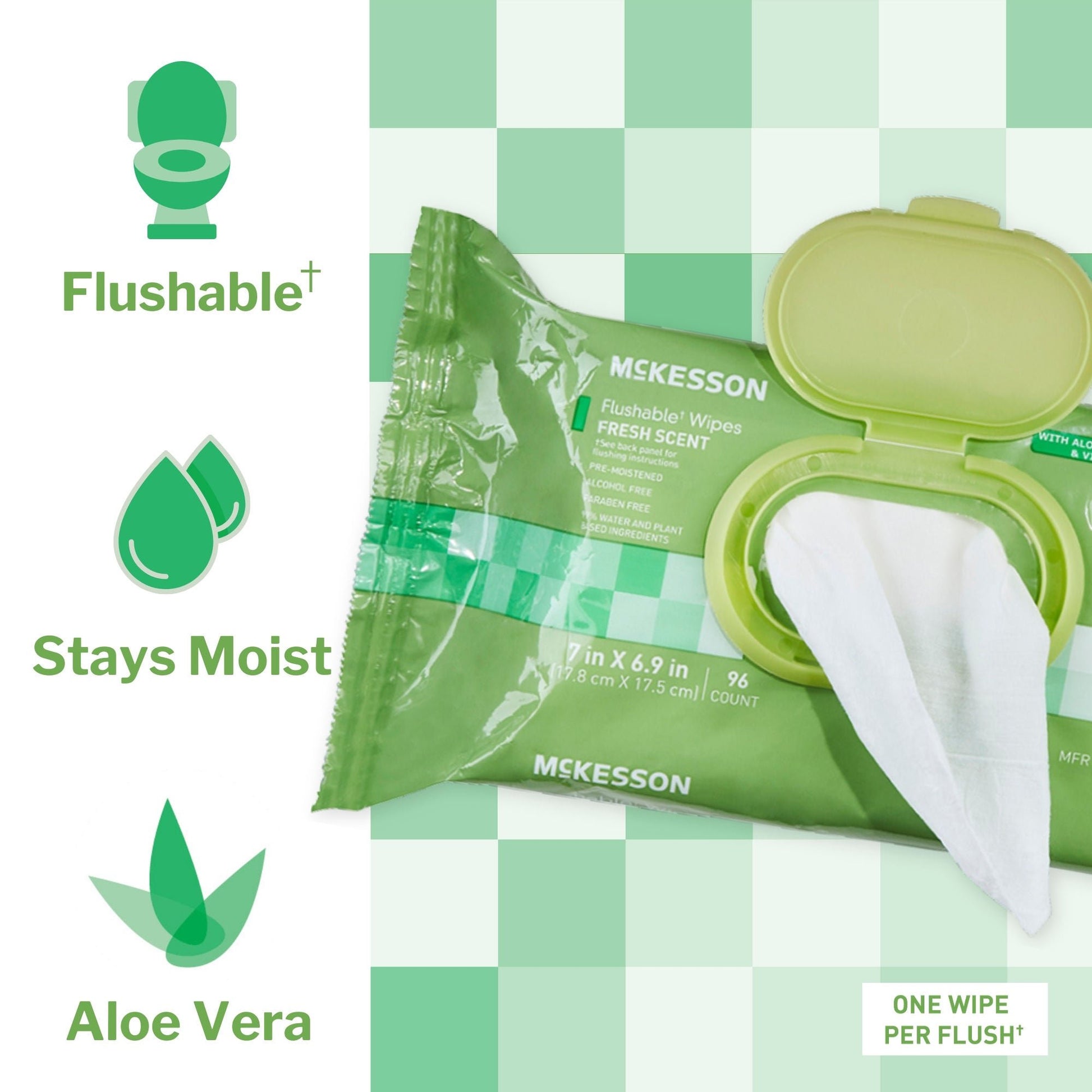 McKesson Flushable* Wet Wipes - Scented, 96 Wet Wipes per Pack