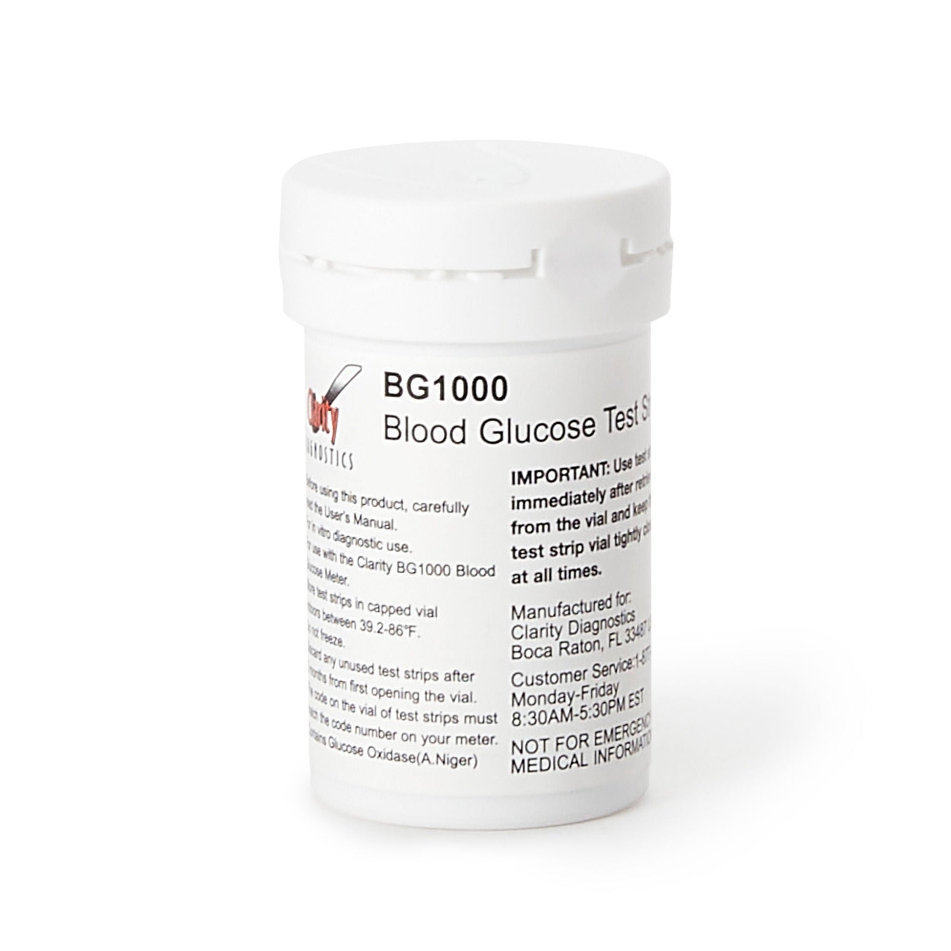 Clarity BG1000 Blood Glucose Test Strips 50 Strips For Clarity BG1000 Blood Glucose Monitoring System