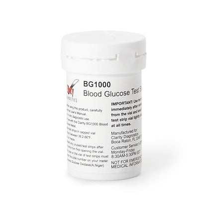 Clarity BG1000 Blood Glucose Test Strips 50 Strips For Clarity BG1000 Blood Glucose Monitoring System