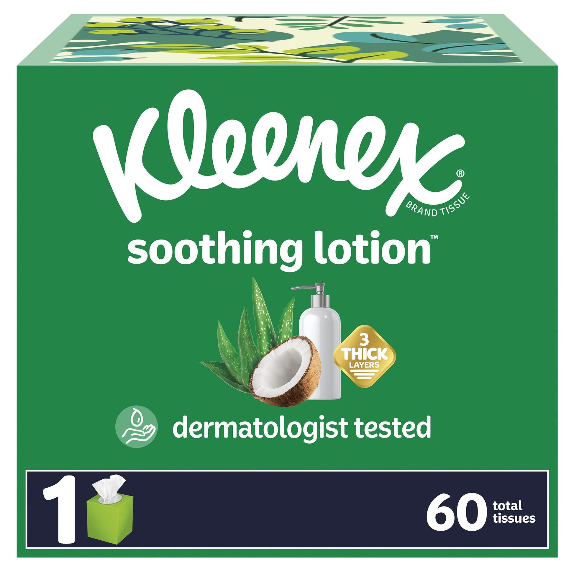 Kleenex Soothing Lotion Facial Tissue White 8-2/ -1/2 Inch 60 Count