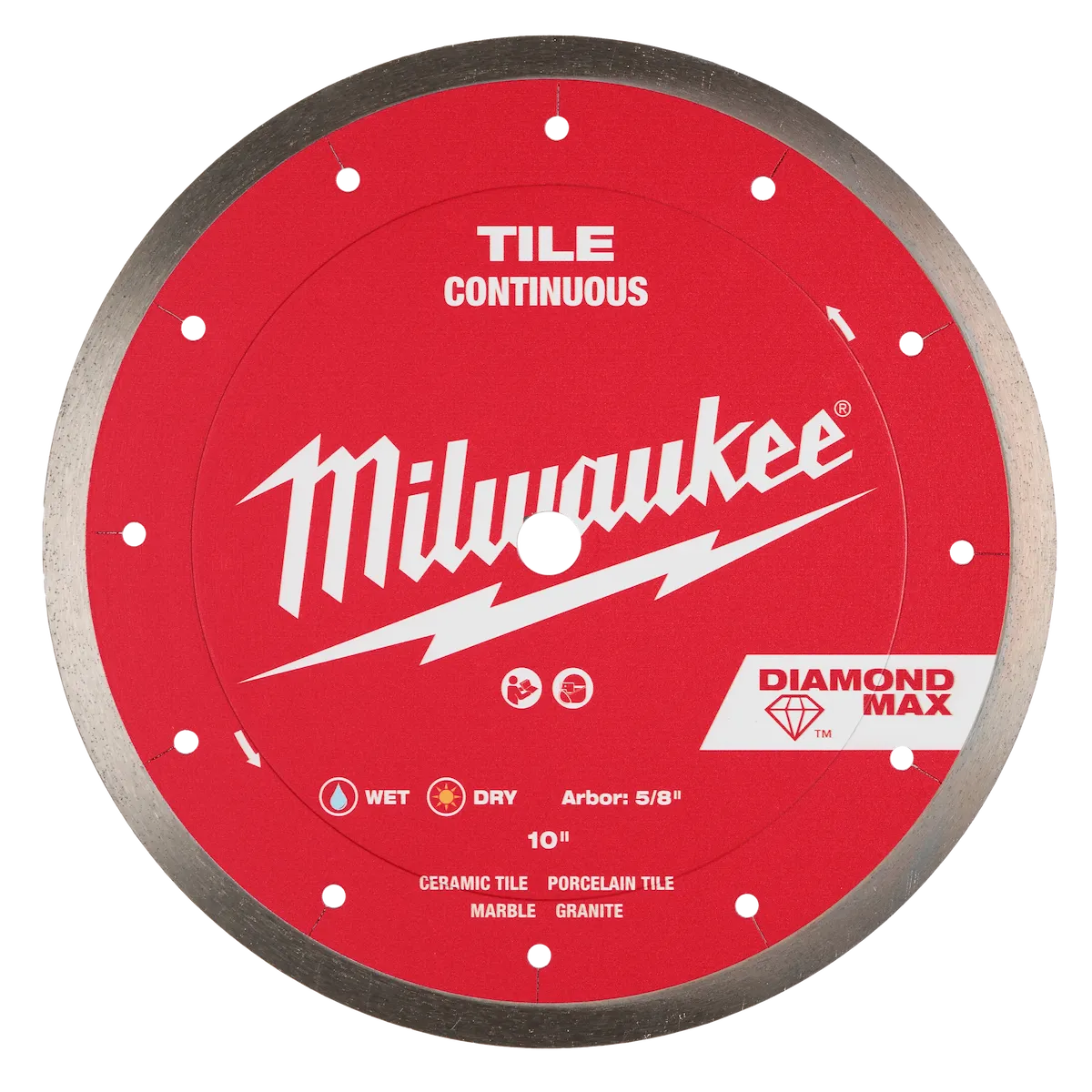 Milwaukee 10" DIAMOND MAX Continuous, Tile Diamond Blade 49-93-9210 | Diamond Coated
