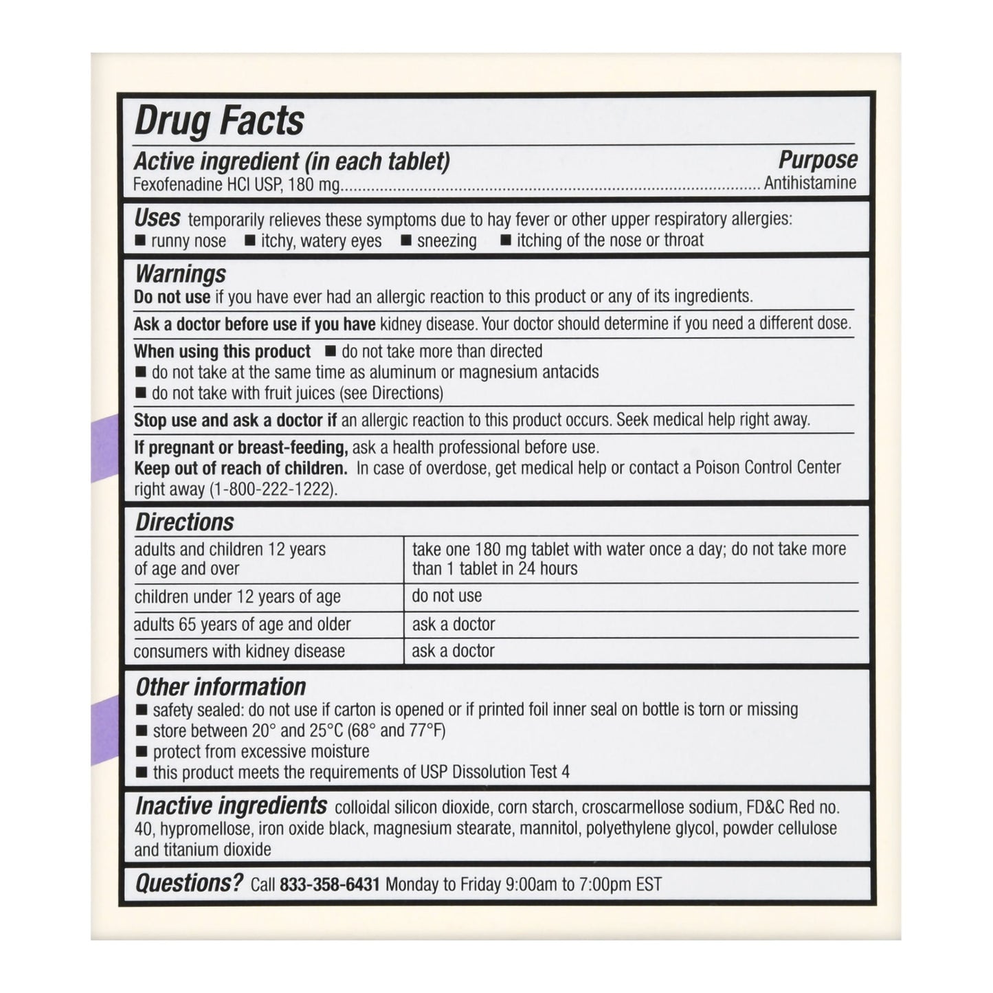 Foster & Thrive™ 24 Hour Allergy Relief Fexofenadine HCl USP 180 mg Tablets