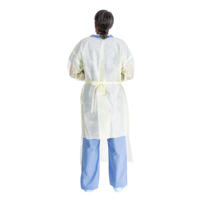 Halyard Basics Protective Procedure Gown Large Yellow NonSterile AAMI Level 2 Disposable