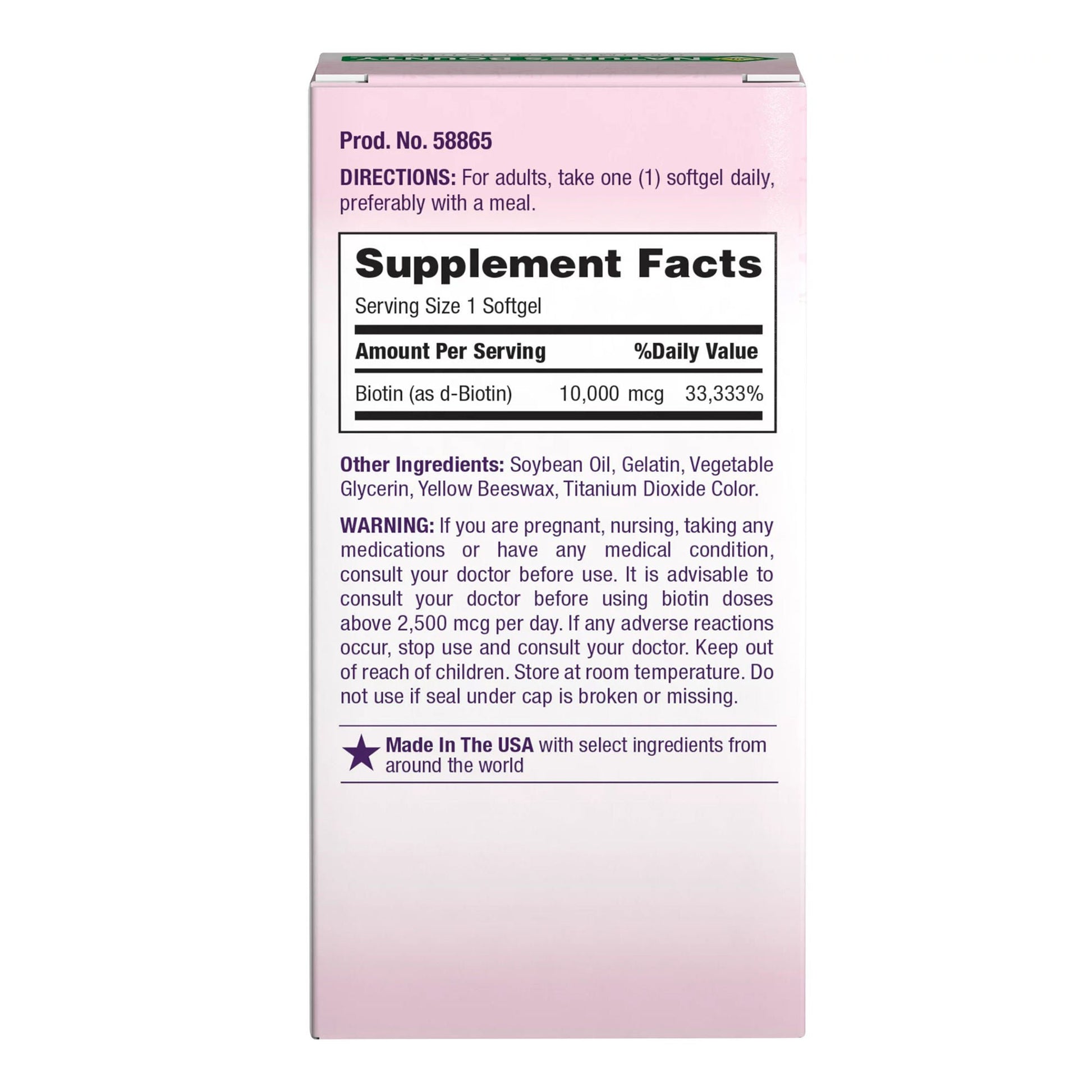 Nature's Bounty® Optimal Solutions Biotin 10,000 mcg Rapid Release Softgels