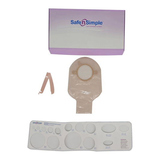 Safe n Simple Ostomy Pouch Two-Piece System Length Without Barrier Drainable