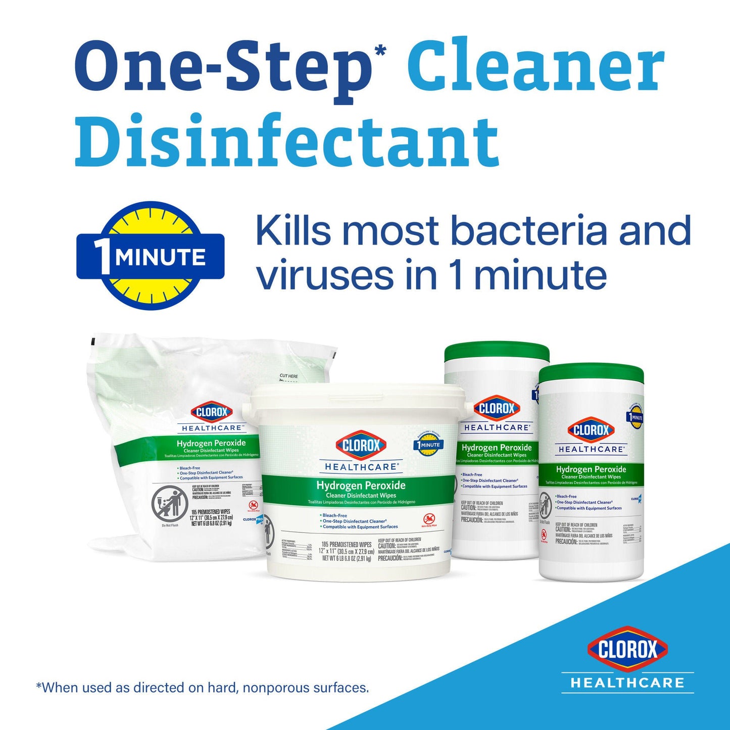 Clorox Healthcare® Hydrogen Peroxide Cleaner Disinfectant Wipes, Bucket, .