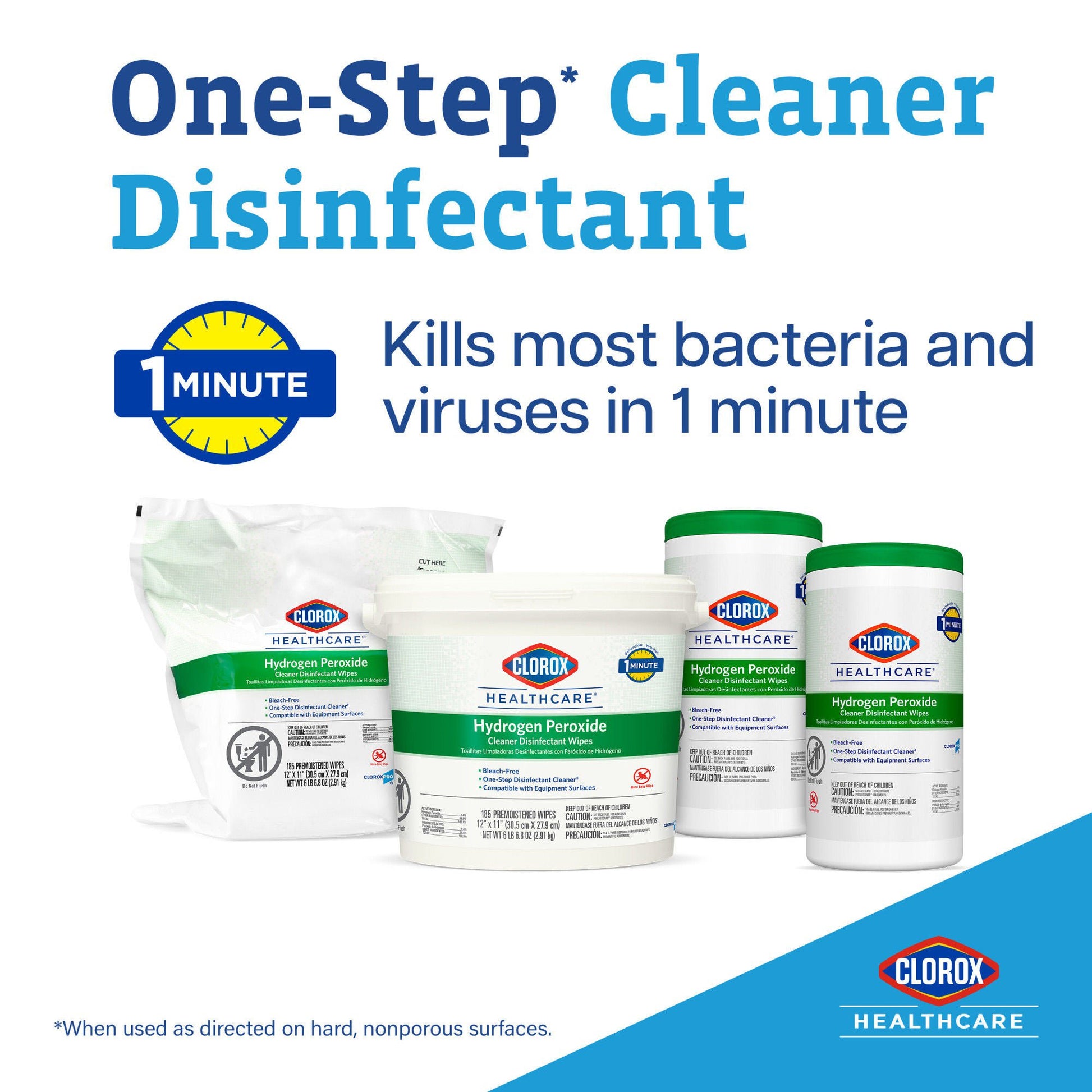 Clorox Healthcare® Hydrogen Peroxide Cleaner Disinfectant Wipes, Bucket, .