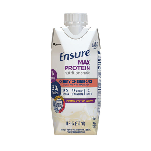 Ensure Max Protein Nutrition Shake Oral Supplement Cherry Cheesecake Flavor Liquid Reclosable Carton