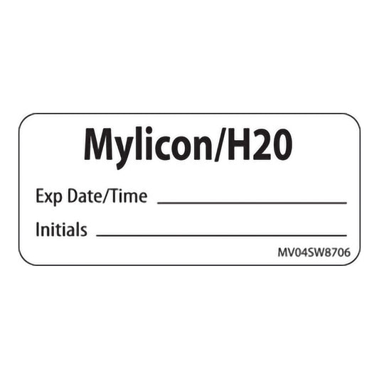 PDC Drug Label Anesthesia Label Mylicon/H20 ExpDate/Time_ Initials_ White