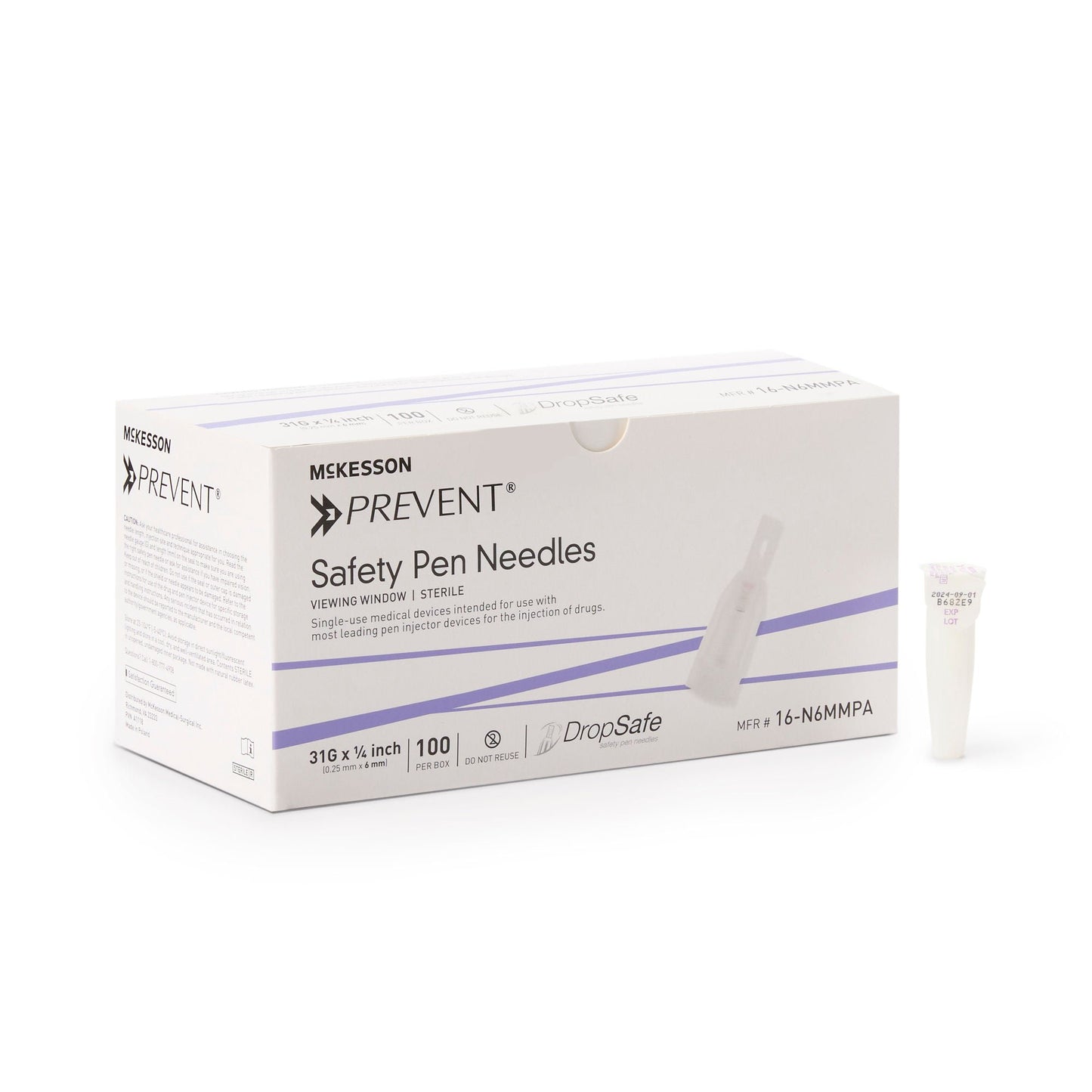 McKesson Prevent® Safety Insulin Pen Needle, 6 mm Length