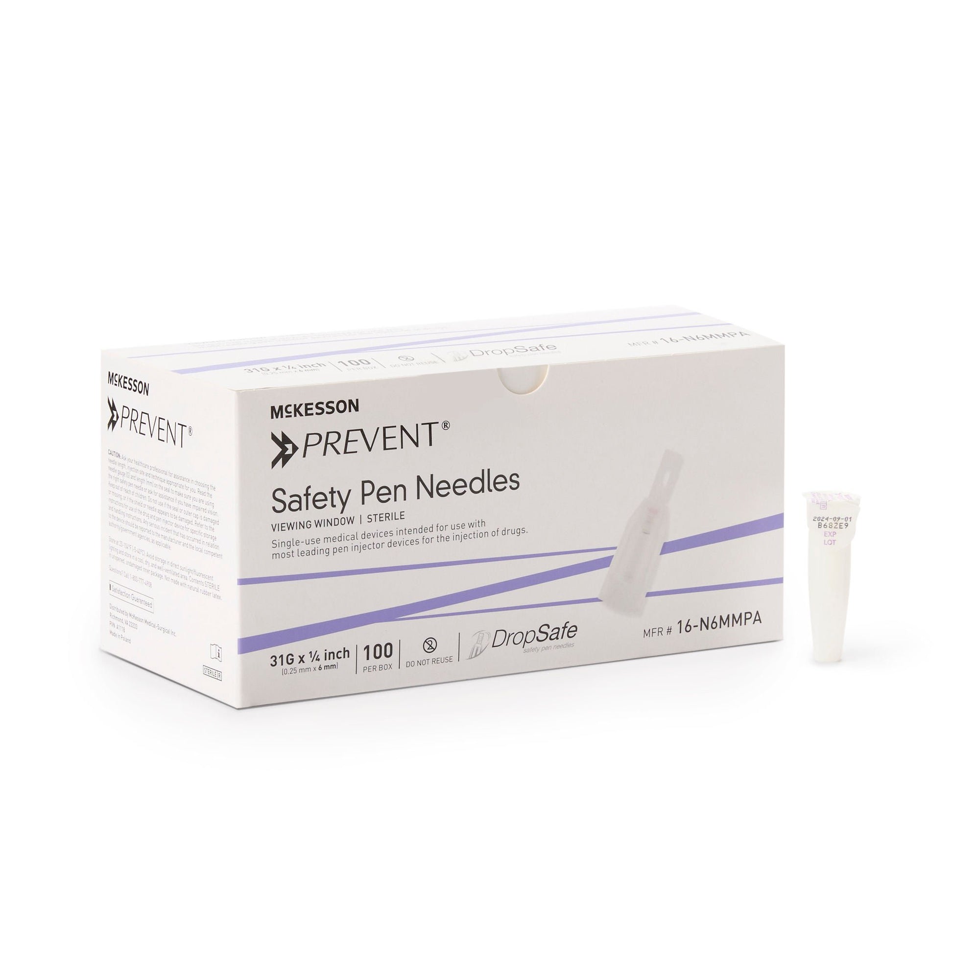 McKesson Prevent® Safety Insulin Pen Needle, 6 mm Length