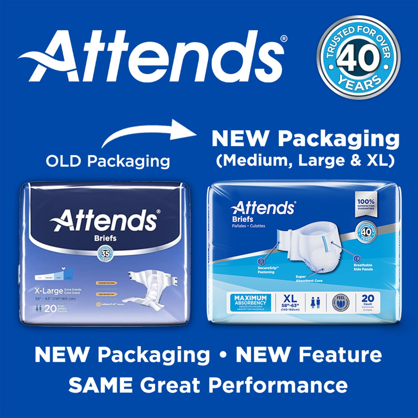 Attends® Briefs, Adult, Heavy Absorbency, Disposable