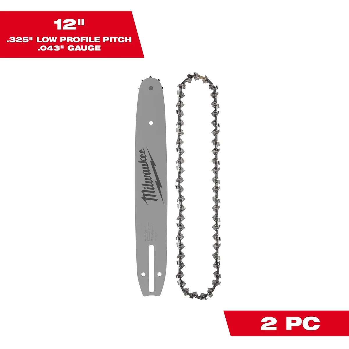 Milwaukee 12" .325" LOW PROFILE Pitch, .043" Gauge Saw Chain and Guide Bar Set 49-16-2846