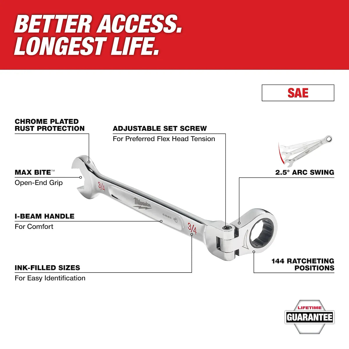 Milwaukee 7pc SAE Flex Head Combination Wrenches 48-22-9429