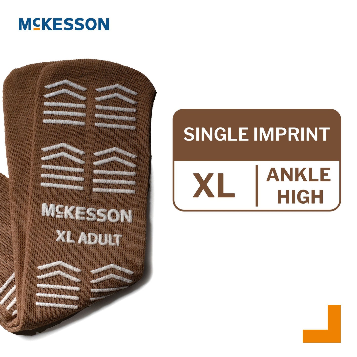 McKesson Slipper Socks, Single Tread, Extra Large, Brown