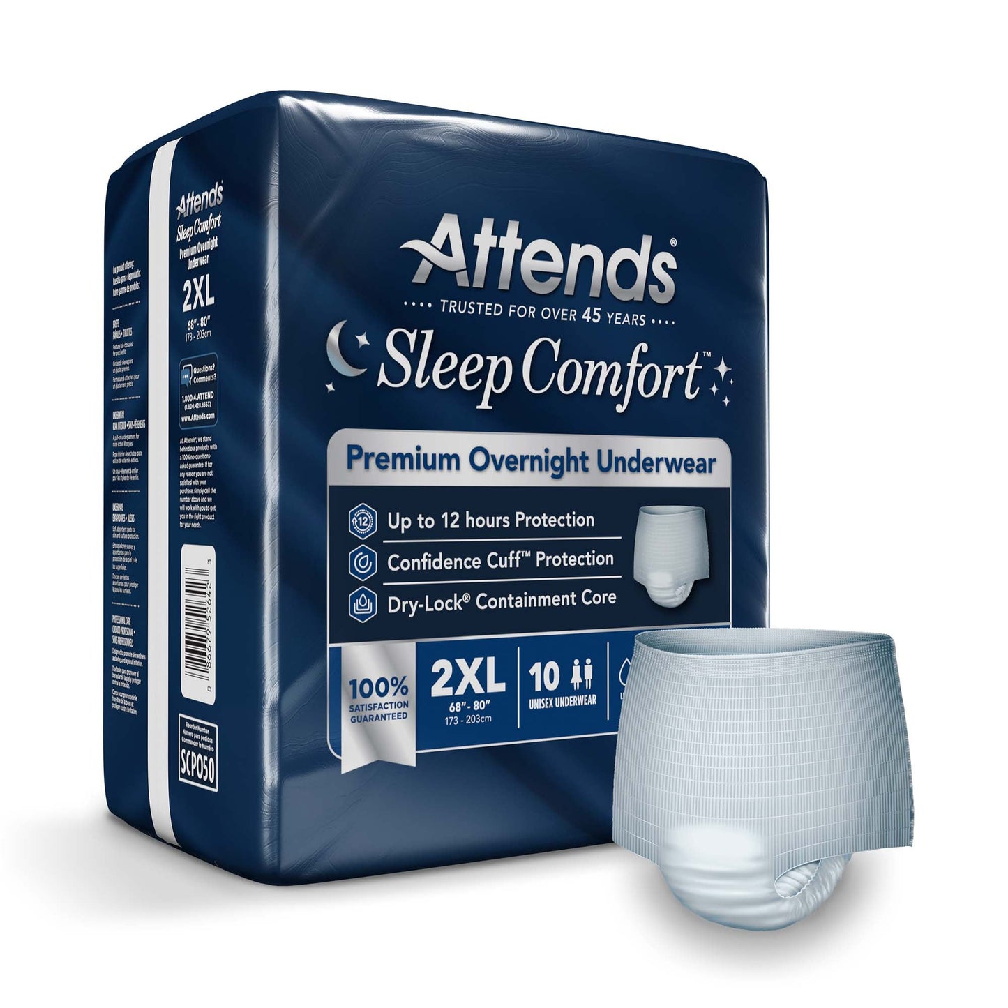 Attends® Sleep Comfort Premium Overnight Underwear, 68 – 80 Inches