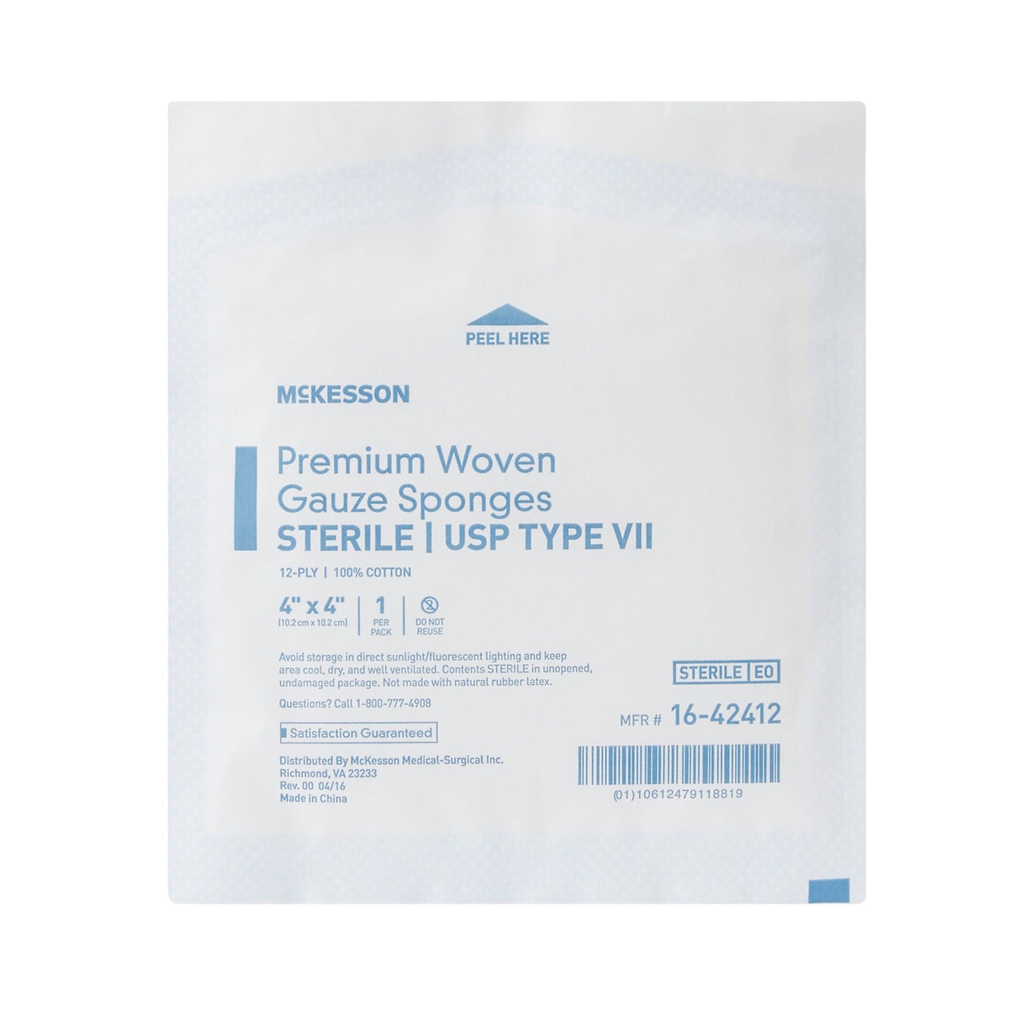 McKesson Sterile USP Type VII Gauze Sponge, 12-Ply