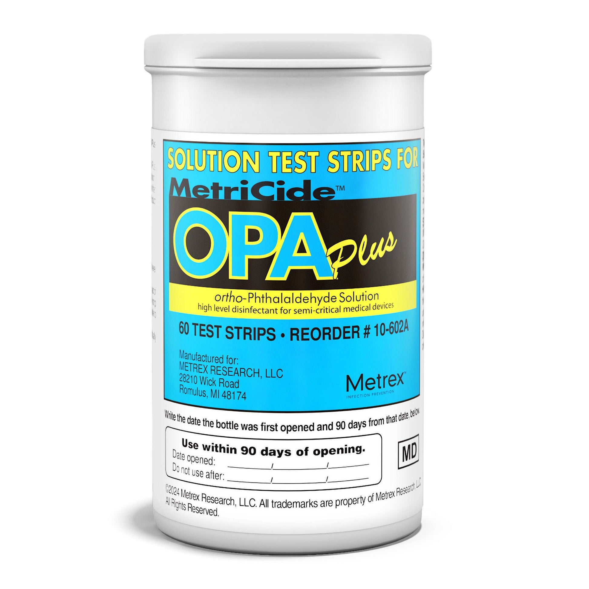 MetriCide™ OPA Plus OPA Concentration Indicator 60 Test Strips Single Use – Bottle