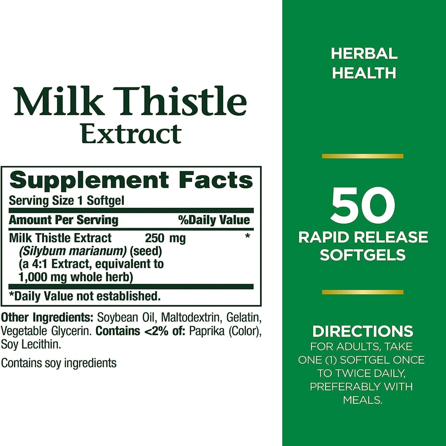 Nature's Bounty Milk Thistle 1000 mg Herbal Supplement Softgels