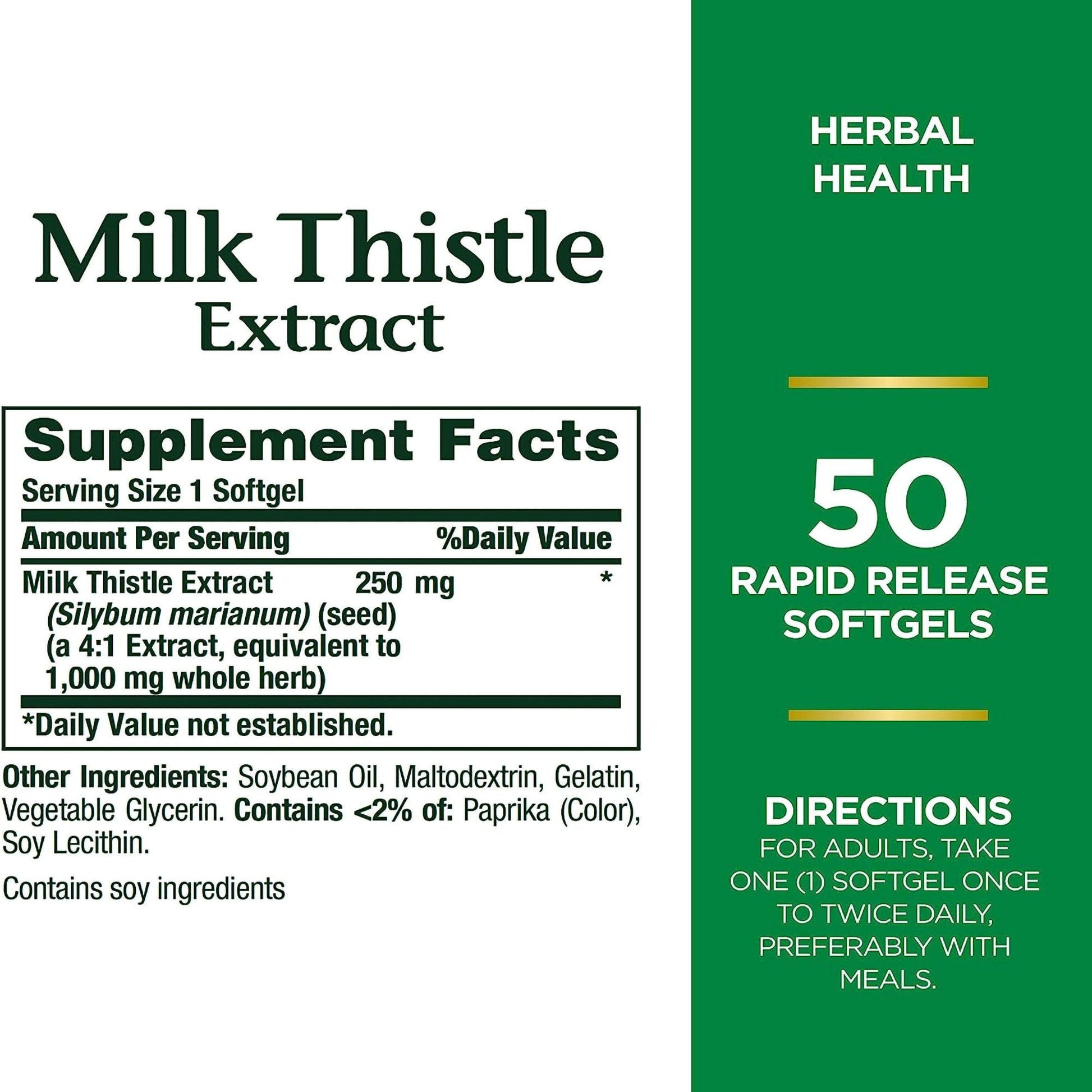 Nature's Bounty Milk Thistle 1000 mg Herbal Supplement Softgels