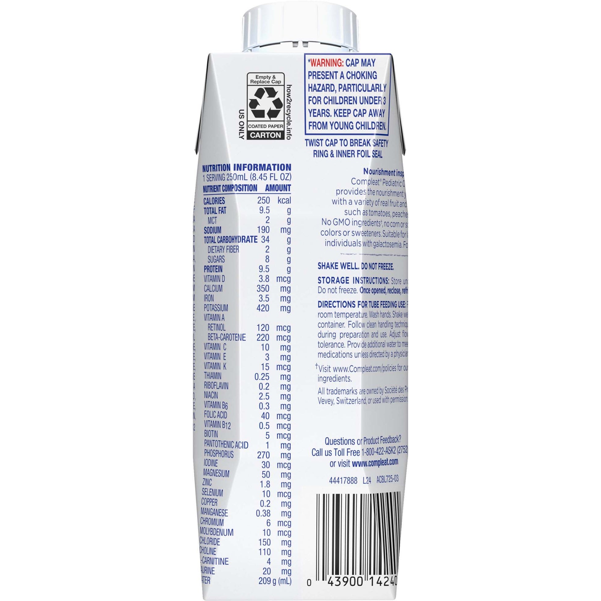 Compleat® Pediatric Ready to Use Pediatric Tube Feed Formula, carton