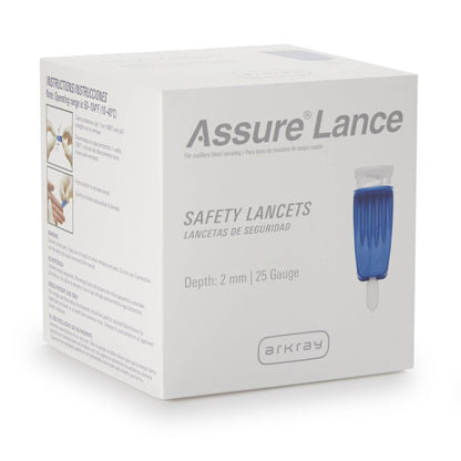 Assure® Lance 25G Safety Lancets, 2 mm Depth, Dark Blue