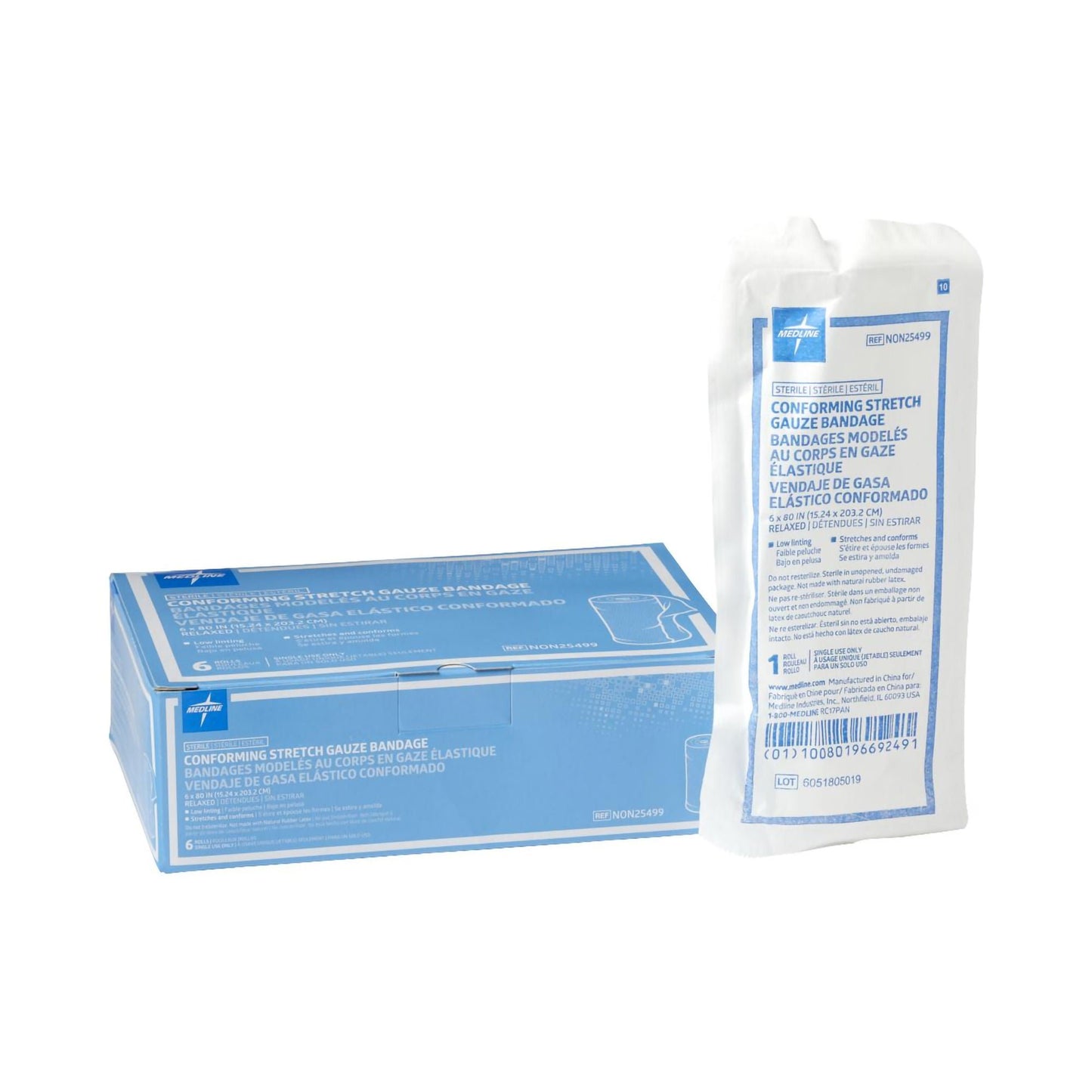 Medline Sterile Conforming Bandage, 1-Ply