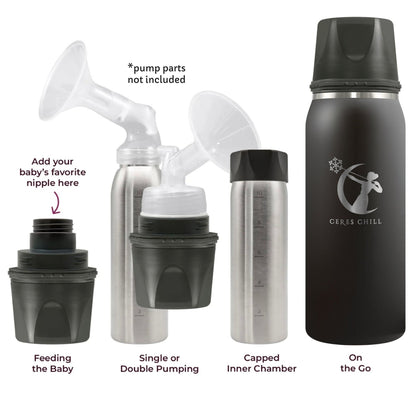 Ceres Chill OG Stainless Steel Breast Milk Chiller Container, Black