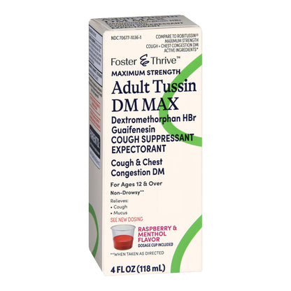 Foster & Thrive™ Adult Tussin DM Max Liquid, Raspberry & Menthol