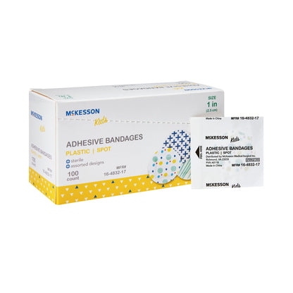 McKesson Kids™ Round Kid Design (Assorted Prints) Adhesive Spot Bandage