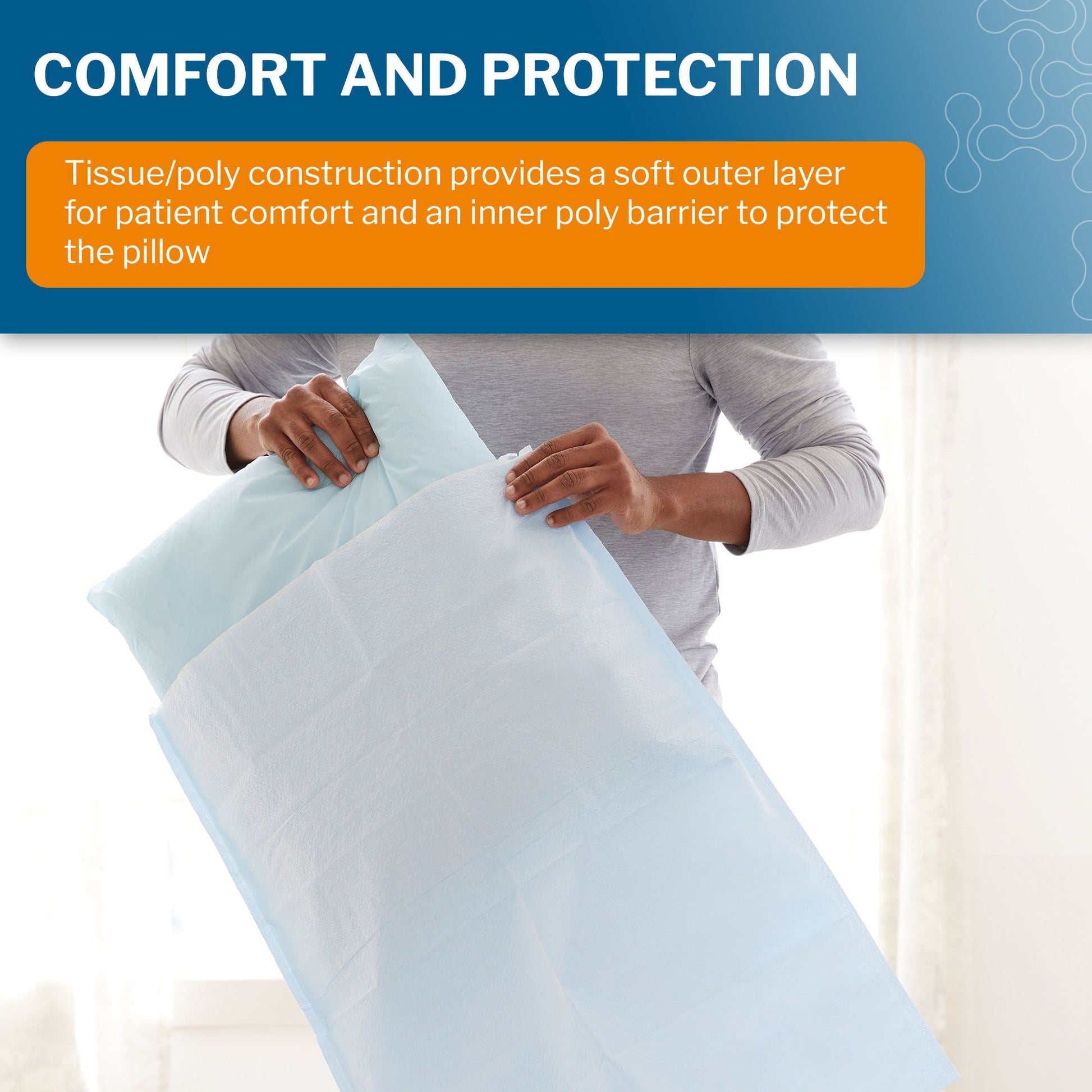 McKesson Blue Tissue/Poly Disposable Pillowcase