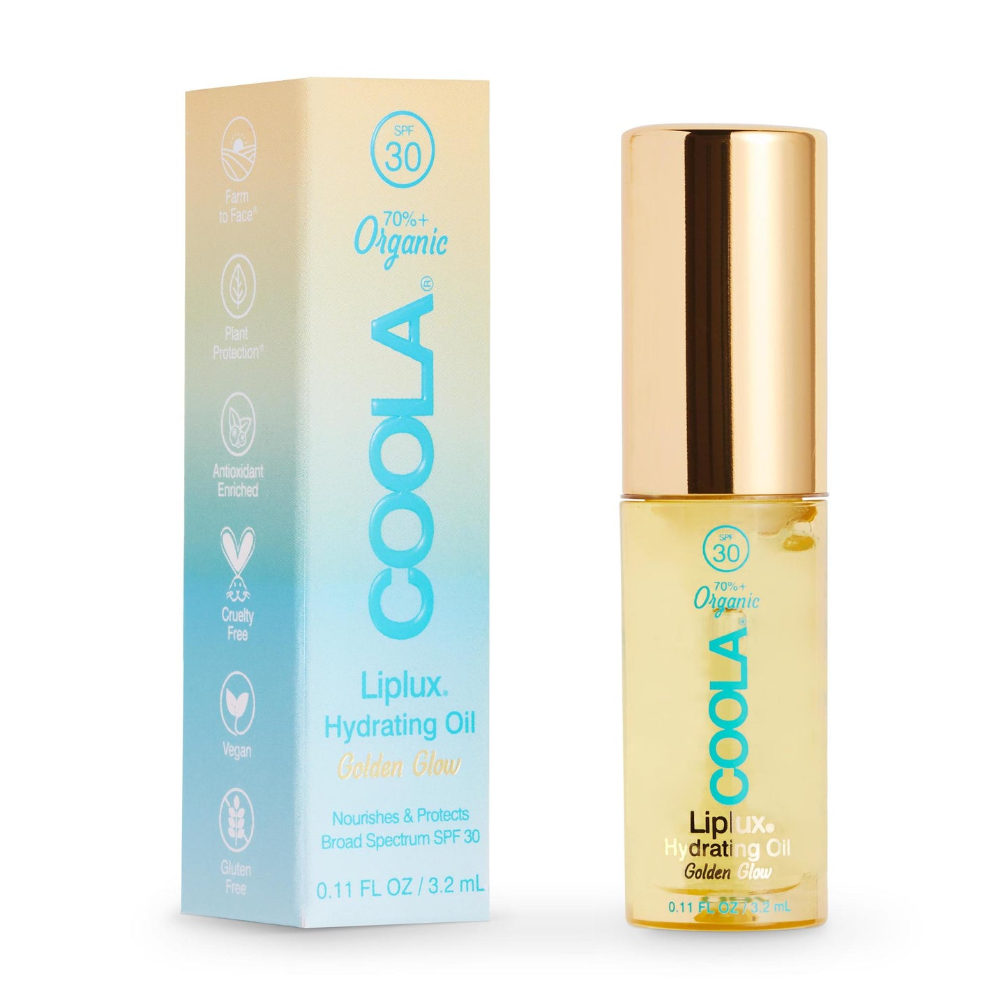 Classic Liplux® Organic Hydrating Lip Oil Sunscreen SPF 30, Golden Glow