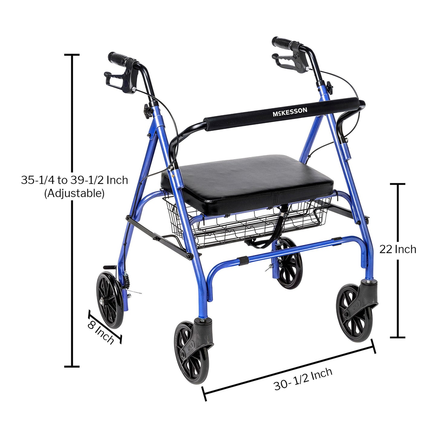 McKesson Bariatric Blue Folding Steel Four-Wheel Rollator