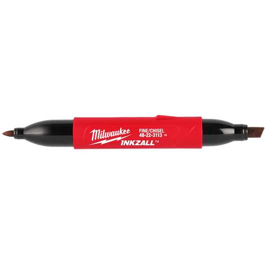 Milwaukee INKZALL Double Sided Black Jobsite Marker – Fine Point & Chisel Tip 48-22-3113