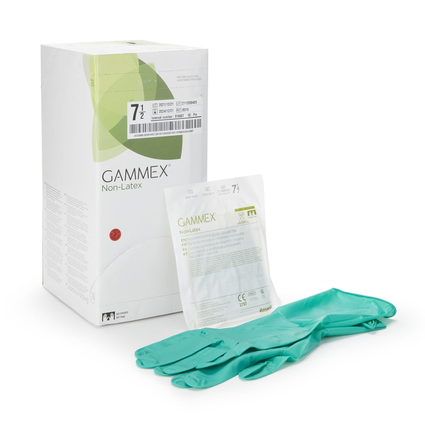 Sterile GAMMEX® Non-Latex Polyisoprene Surgical Gloves, Green