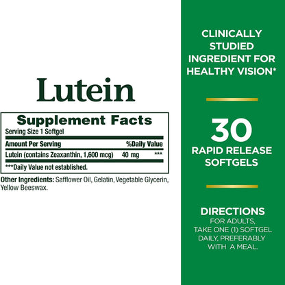 Nature's Bounty® Lutein 40 mg Dietary Supplement Softgels
