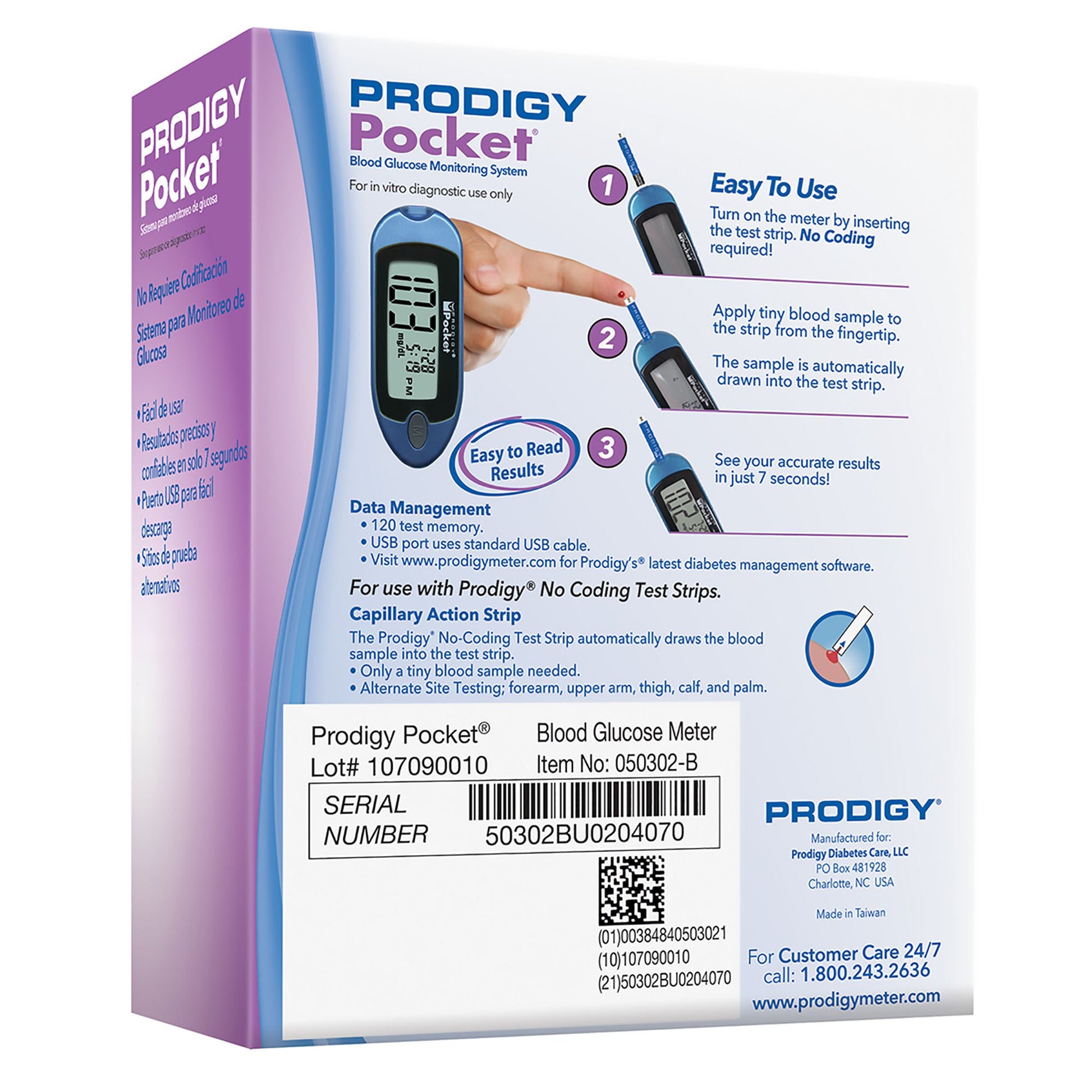Prodigy Diabetes Care Blood Glucose Meter No Coding Required