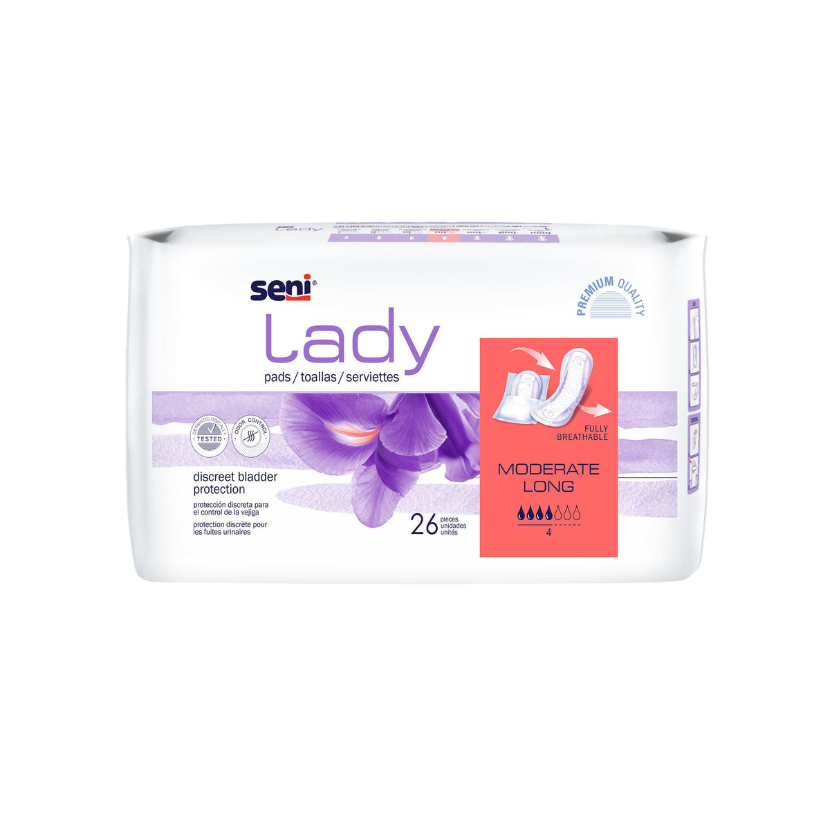 Seni® Lady Moderate Absorbency Bladder Control Pads, Long