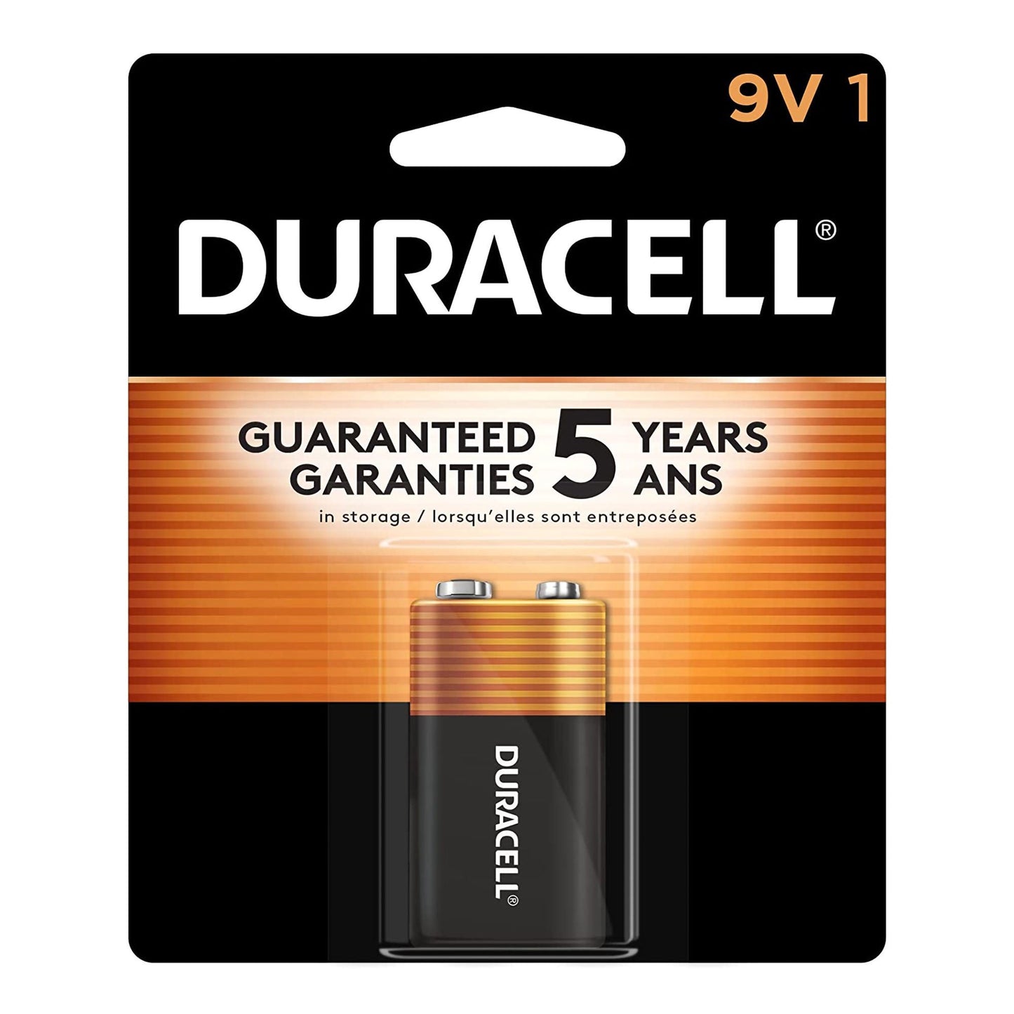 Duracell Coppertop Alkaline Battery 9V Cell 9 Volt Disposable 1 Pack