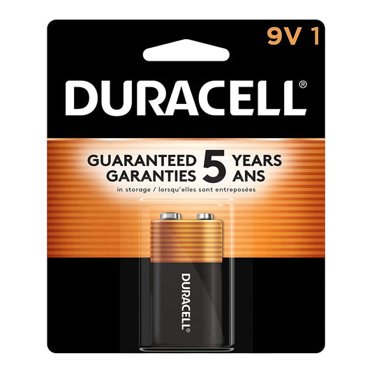 Duracell Coppertop Alkaline Battery 9V Cell 9 Volt Disposable 1 Pack